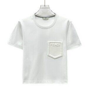 Fendi White Cotton Logo Pocket T-Shirt M Round Neck Short Sleeve Made In Italy 1